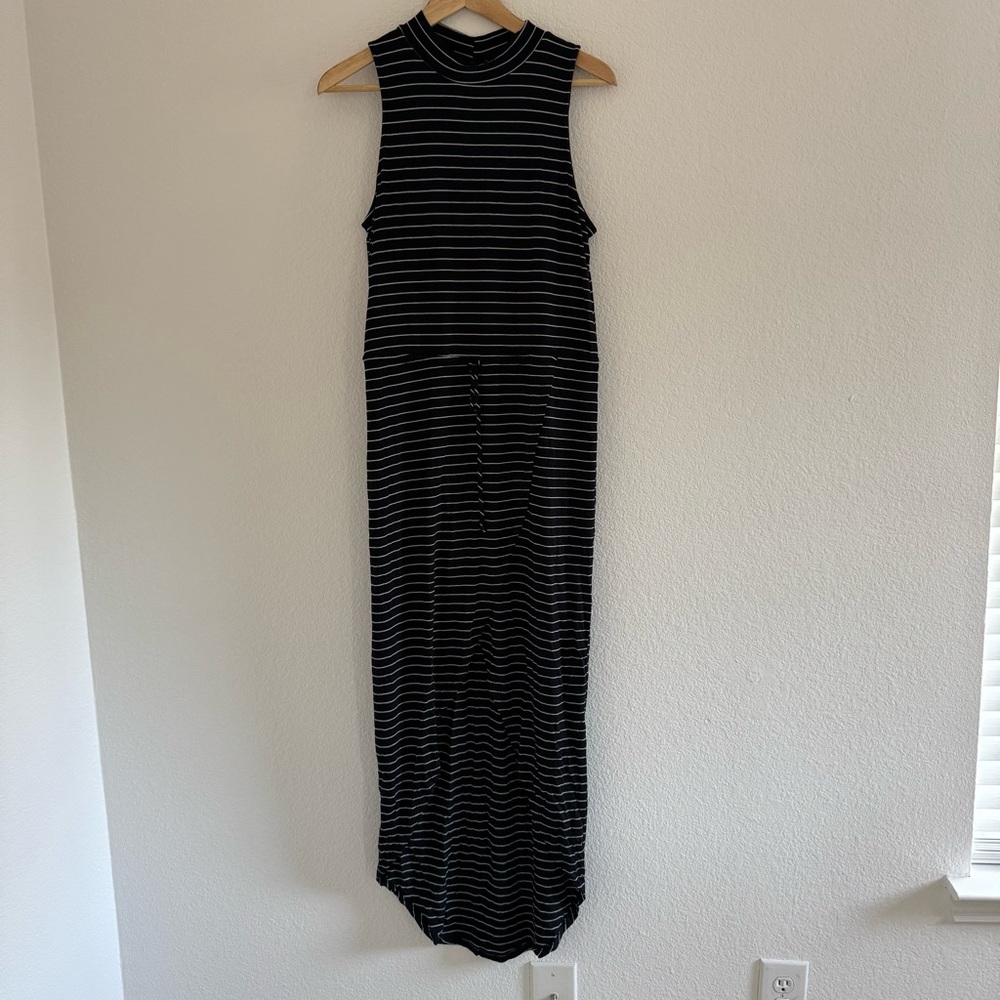 Lush Black and White Striped Maxi Dress